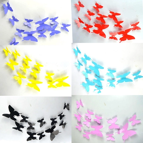 3D Schmetterling Blume Wandtattoo PVC Abnehmbar DIY Kunst Deko Für Haus Schlafzimmer Wohnzimmer Glänzend