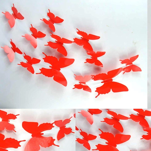 3D Schmetterling Blume Wandtattoo PVC Abnehmbar DIY Kunst Deko Für Haus Schlafzimmer Wohnzimmer Glänzend