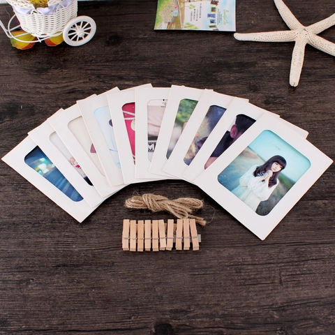 Retro Kraftpapier Fotorahmen Zum Aufhängen Mit Holzklammern Und Juteseil Für Wanddeko DIY Display Nordic Stil