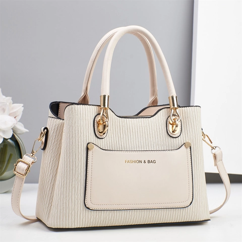 Borsa Da Donna In Pelle PU Pieghettata Borsa A Spalla Con Tasca Patchwork Liscia Manico Superiore Chic Versatile