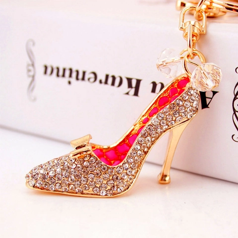 Mode High Heel Schuh Schlüsselanhänger Zinklegierung Strass Eingelegt Tasche Anhänger Auto Schlüsselring Deko Schmuck Geschenk
