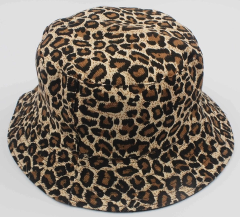 Luipaardprint Vissershoed Omkeerbaar Zonbescherming Katoen Polyester Mode Opvouwbare Emmer Hoed Voor Volwassenen