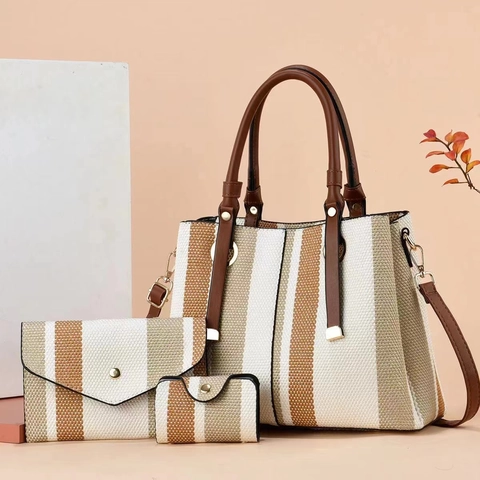 Borsa Tote Intrecciata A Righe Verticali Pelle PU Grande Borsa A Tracolla Pochette A Busta Portamonete Da Donna