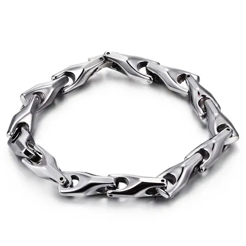 Pulsera De Acero De Tungsteno Para Hombre Estilo Mecánico Industrial Cadena De Eslabones Geométricos Metal Pulido Joyería