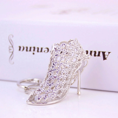 Creative Hollow High Heel Shoe Keychain Metal Zinc Alloy Bag Pendant Accessory For Women Gift