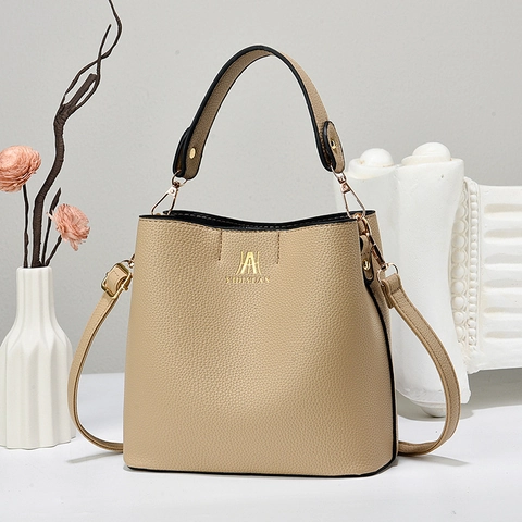 Borsa A Secchiello Elegante Da Donna In Pelle PU Grana Litchi Mano Con Tracolla Regolabile Borsa A Tracolla Alla Moda