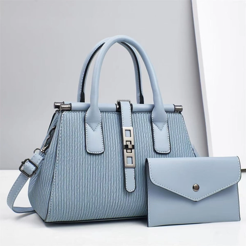 Sac À Main Et Petite Pochette Pour Femmes En Cuir PU Texture Plissée Poignée Bandoulière Grande Capacité Chic Tendance Élégant