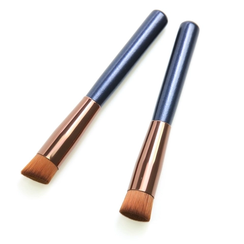 Brocha Para Base Plana Y Biselada Profesional Fibra Sintética Mango De Madera Maquillaje Corrector Para BB Crema