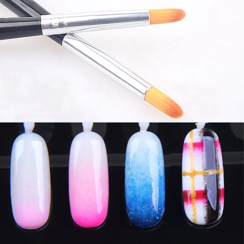 Nail Art Ombre Blending Brush Professional Gradient Painting Pen Black Plastic Handle Synthetic Bristles DIY Manicure Tool