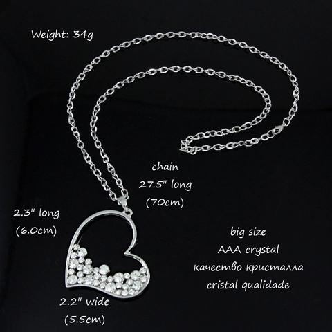Collana Con Pendente A Cuore Cavo Lega Strass Incastonato Catena Lunga Gioielli Di Moda Per Donne