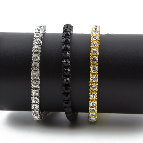 Hip Hop Tennis Bracelet Alloy Rhinestone Sparkling Full Row Jewelry Fashion Men Women