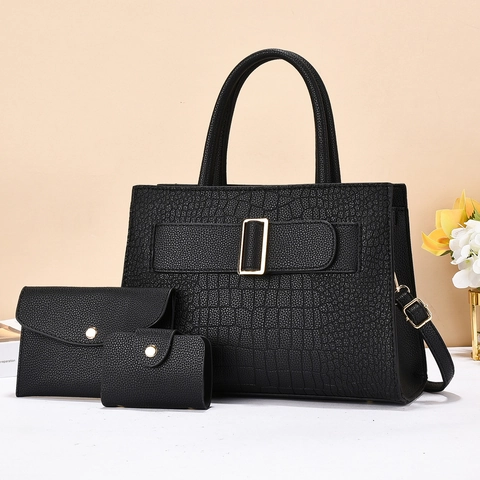 Ensemble De Sacs À Main Femme Motif Crocodile Cuir PU Sac À Bandoulière Avec Pochette Et Portefeuille Grande Capacité