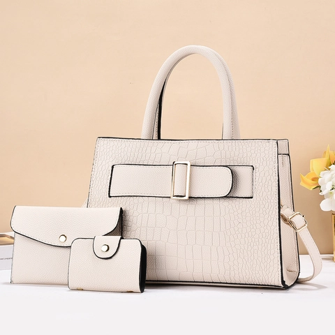 Ensemble De Sacs À Main Femme Motif Crocodile Cuir PU Sac À Bandoulière Avec Pochette Et Portefeuille Grande Capacité