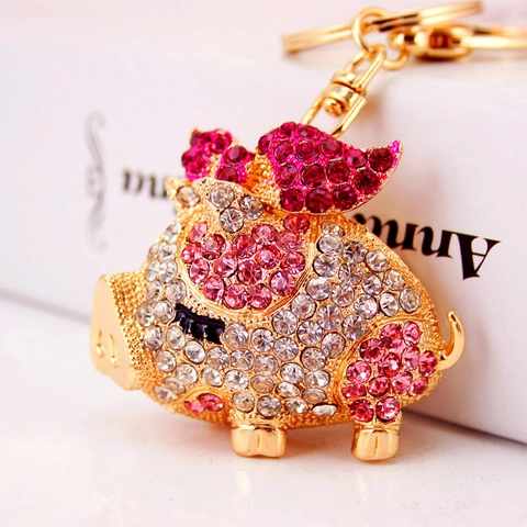 Simpatico Portachiavi a Forma di Maialino Volante con Strass in Lega di Zinco Pendente per Borsa Auto Gioielli Regalo Donna