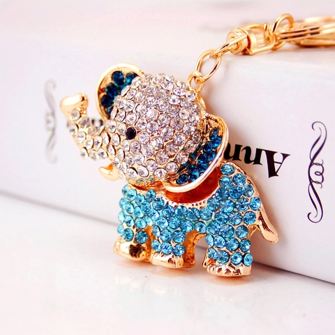 Simpatico Portachiavi a Forma di Elefante in Metallo Con Strass Pendente Animale Brillante Accessorio per Borsa Donna Regalo