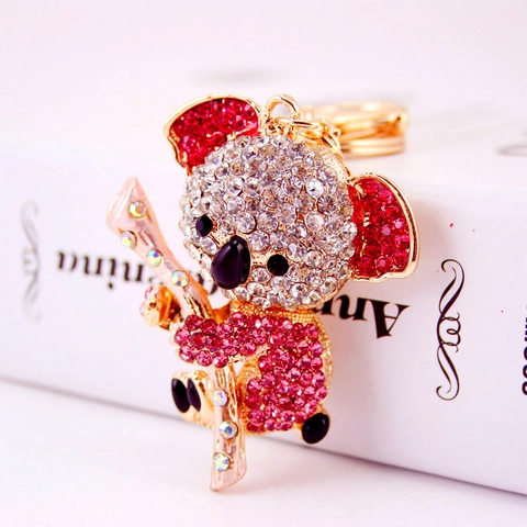 Simpatico Portachiavi Koala con Strass in Lega di Zinco Pendente per Borsa da Donna Portachiavi per Auto Luccicante Regalo