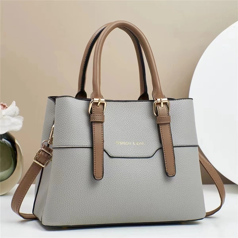 Borsa A Mano In Pelle PU Patchwork Da Donna Trama Litchi Multistrato Grande Capacità Borsa A Tracolla Con Hardware Dorato
