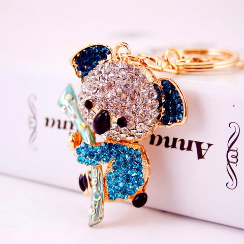 Simpatico Portachiavi Koala con Strass in Lega di Zinco Pendente per Borsa da Donna Portachiavi per Auto Luccicante Regalo