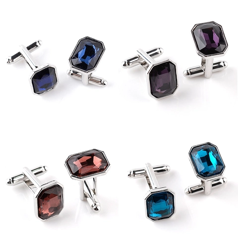 Gemelos De Negocios Para Hombre Aleación Diamantes De Imitación De Vidrio Coloridos Geométricos Cuadrado Camisa Formal