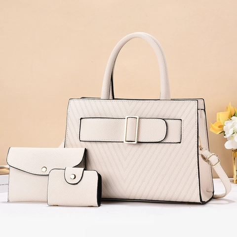 Sac À Main Élégant En Cuir PU Pochette Et Porte-Cartes Avec Coutures En V Sac À Épaule Grande Capacité Pour Femmes