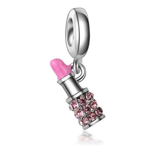 Colgante De Dije De Lápiz Labial De Aleación De Diamantes De Imitación Para DIY Pulsera Collar Joyería Estilo Dulce