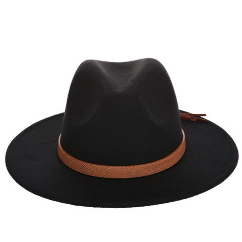 Klassischer Fedora Hut Mit Breiter Krempe Für Damen Wollfilz Vintage Jazz Hut Mit Schlangenmuster Ledergürtel Und Quasten