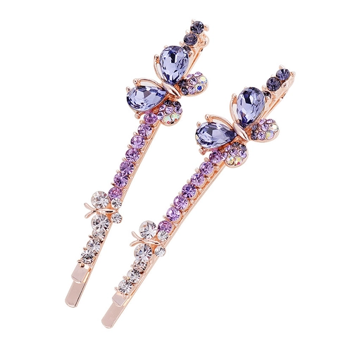 Pinzas Para El Cabello Con Mariposas Y Flores Para Mujer Horquillas Brillantes De Aleación Cristal Coreano Elegante