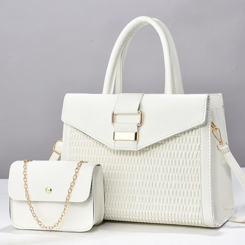 Borsa A Mano Da Donna E Mini Borsa A Catena Pelle PU Trama Intrecciata Hardware Dorato Borsa A Tracolla Versatile
