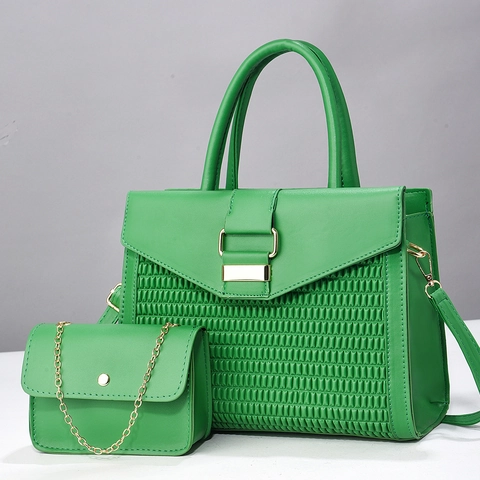Borsa A Mano Da Donna E Piccola Pochette Con Catena Pelle PU Trama Intrecciata Pieghettata Grande Capacità Stile Quotidiano Elegante