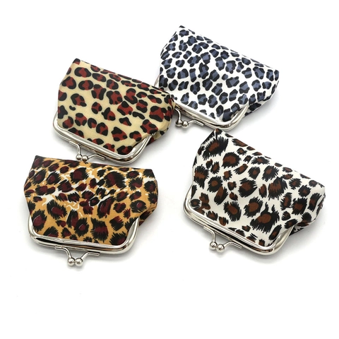Μίνι Πορτοφόλι Με Animal Print Λεοπάρ Ύφασμα Με Κούμπωμα Vintage Πορτοφόλι Για Γυναίκες Κορίτσια