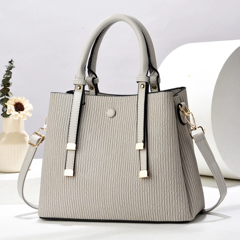 Borsa Da Donna Alla Moda Pelle PU Trama Pieghettata Verticale Borsa A Tracolla Hardware Dorato Versatile Ufficio