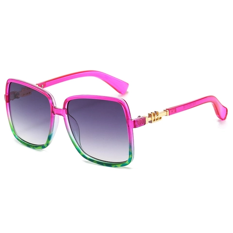 Quadratische Sonnenbrille Für Damen Oversize Großer Rahmen Verlaufslinse UV400 PC Material Metalldekoration Mode Outdoor Brillen
