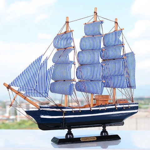 Modello Di Barca A Vela In Legno Mediterraneo Nave Pirata Ornamento Decorativo Stile Nautico Artigianale Per Ufficio Casa