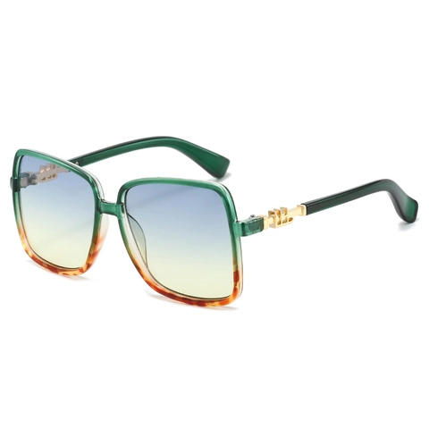 Quadratische Sonnenbrille Für Damen Oversize Großer Rahmen Verlaufslinse UV400 PC Material Metalldekoration Mode Outdoor Brillen
