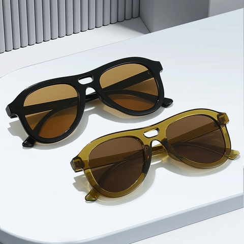 Lunettes De Soleil Pilote Rétro Double Pont Mode Aviateur Protection UV400 Monture PC Unisexe