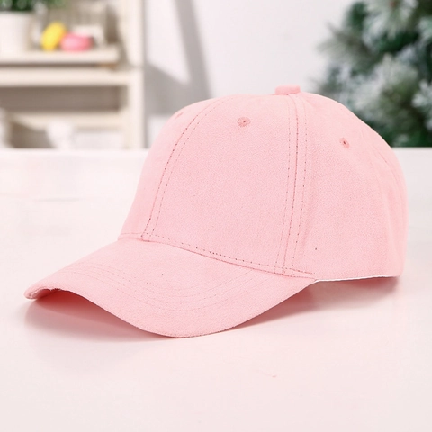Koreanischer Stil Wildlederimitat Einfarbige Baseballkappe Für Damen Herren Gebogene Krempe Macaron Farben Verstellbarer Sonnenhut