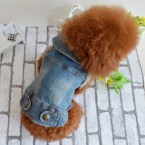 Retro Washed Denim Dog Vest Distressed Sleeveless Puppy Jacket Clothes For Small Dogs Poodle