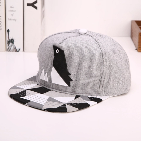 Cappellino da Baseball con Patch Geometrica Panda Uccello Tesa Piatta Hip Hop Snapback Hat per Uomo Donna Acrilico Streetwear