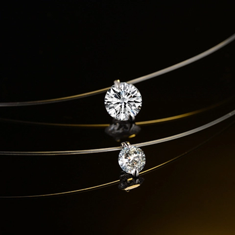 Minimalistische Transparente Angelschnur Halskette Mit Rundem Zirkonia Anhänger Kupfer Basis Unsichtbare Kette Damen