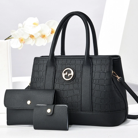 Borsa Tote Da Donna Pochette Portafoglio E Porta Carte Pelle PU Goffrata Coccodrillo Elegante Tracolla Spalla