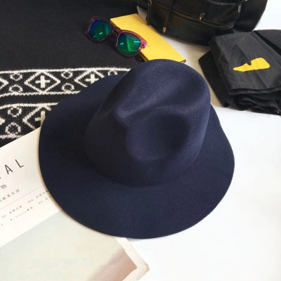 Sombrero Fedora de Mezcla de Lana de Estilo Británico Vintage para Hombre Mujer Ala Ancha Color Sólido Gorra de Jazz Accesorios de Moda de Invierno Otoño