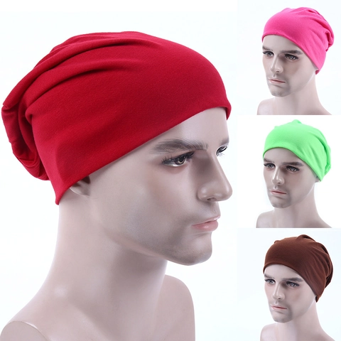 Knitted Beanie Hat Cotton Blend Elastic Solid Slouchy Skull Cap For Men Women Windproof Casual Daily Soft Headwear