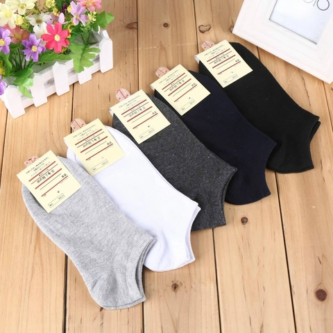 Men Cotton Low Cut Ankle Socks Breathable Sweat Absorbent Solid Color Casual Sports Soft