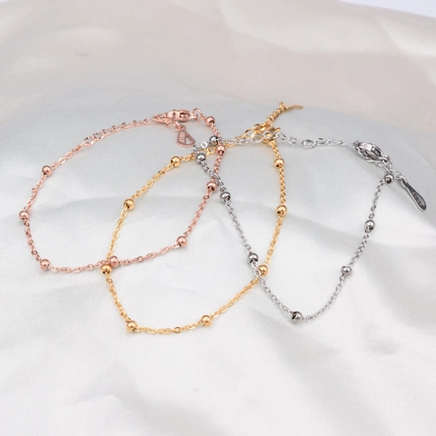 Sierlijke 316L Titanium Stalen Kraal Ketting Armband Minimalistische Bal Enkelbandje Voet Sieraden Voor Vrouwen