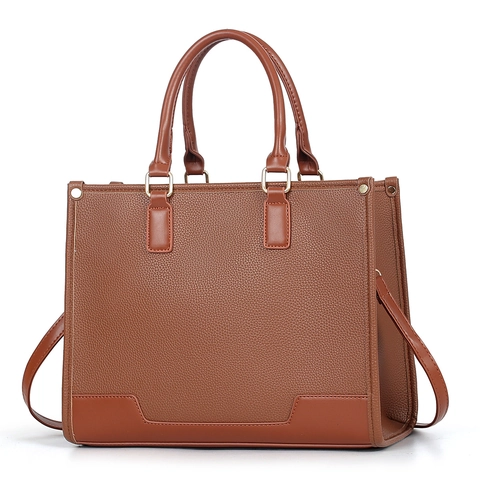Women Tote Bag PU Leather Lychee Pattern Top Handle Crossbody Shoulder Strap Casual Commuter Fashion Large Capacity