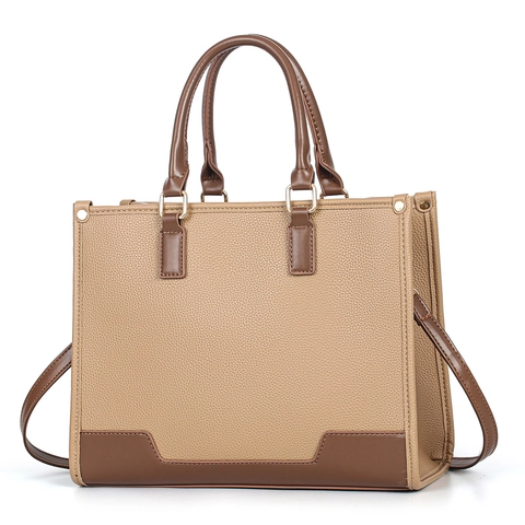 Women Tote Bag PU Leather Lychee Pattern Top Handle Crossbody Shoulder Strap Casual Commuter Fashion Large Capacity