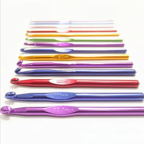 Colorful Aluminum Alloy Crochet Hooks Single Head Knitting Needles For Hand Weaving DIY Craft Smooth Metallic Finish