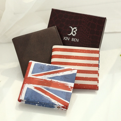 Herren Geldbörse PU Leder Vintage Druck Britische USA Flagge Schlangenhaut Textur Mehrere Kartenfächer Geldscheinfach Geschenkbox