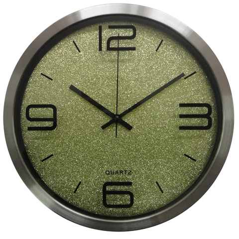 Orologio Da Parete Metallo Silenzioso Quarzo Rotondo Quadrante Luccicante Moderno Casa Ufficio Arredo Analogico A Batteria