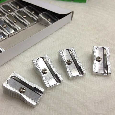 Handmatige Potloodslijper Metaal Enkel Gat Aluminiumlegering Slijper Voor School Kantoor Student Handgereedschap Zilver